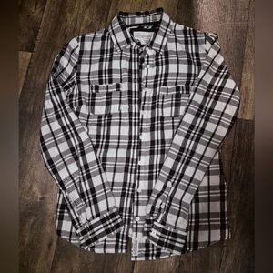 Aeropostale Women's Black and White Plaid Button Down Shirt
